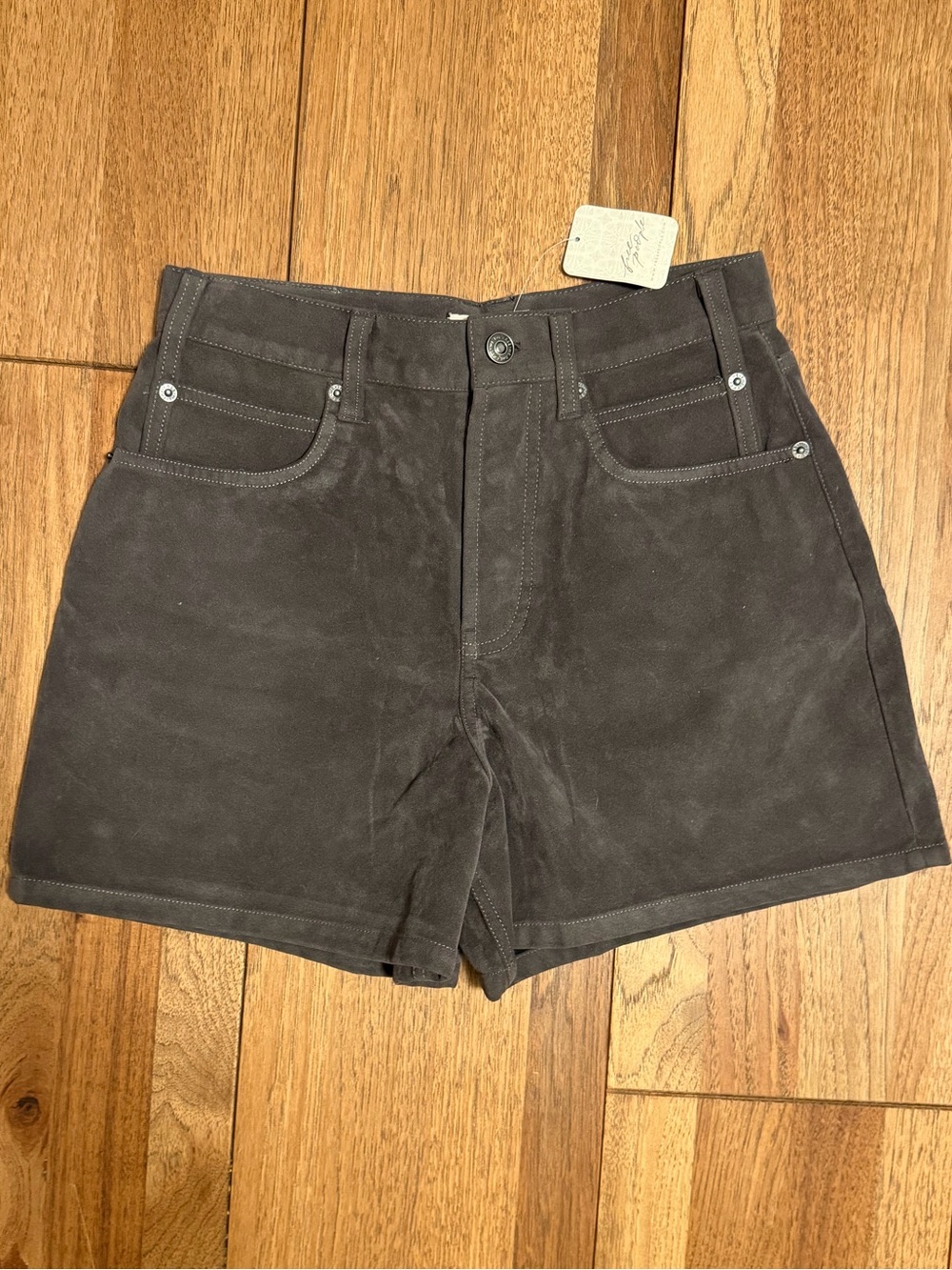 WE THE FREE Faux Suede High Rise Shorts NWT Dark Gray Size 26